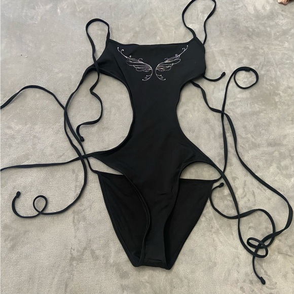 New! Frankie’s amalia black one piece monokini butterfly tattoo 24159 - Picture 3 of 8